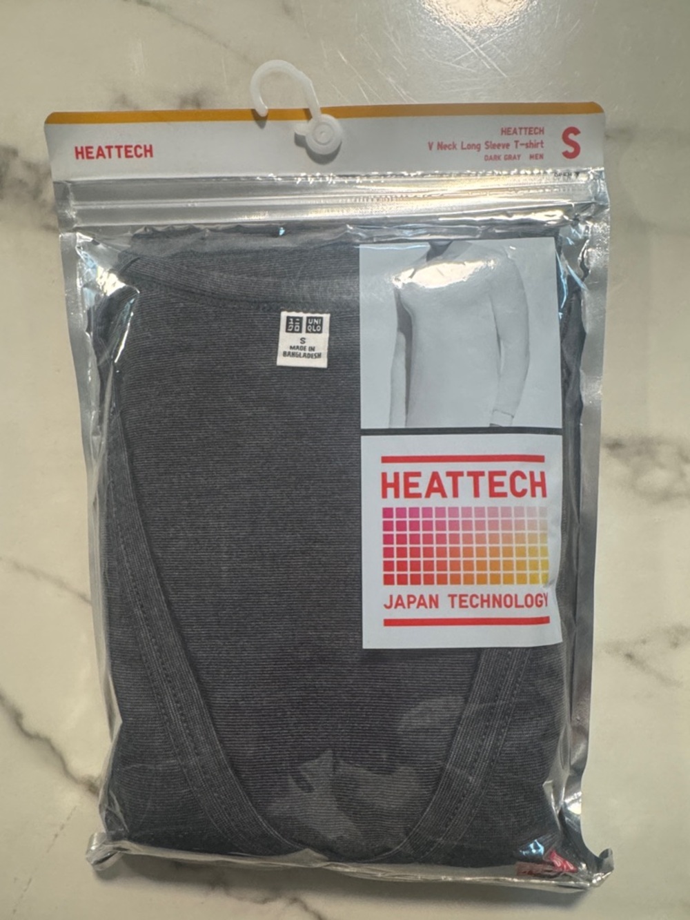 Uniqlo Heattech V-Neck Long Sleeve Tee - Dark Gray